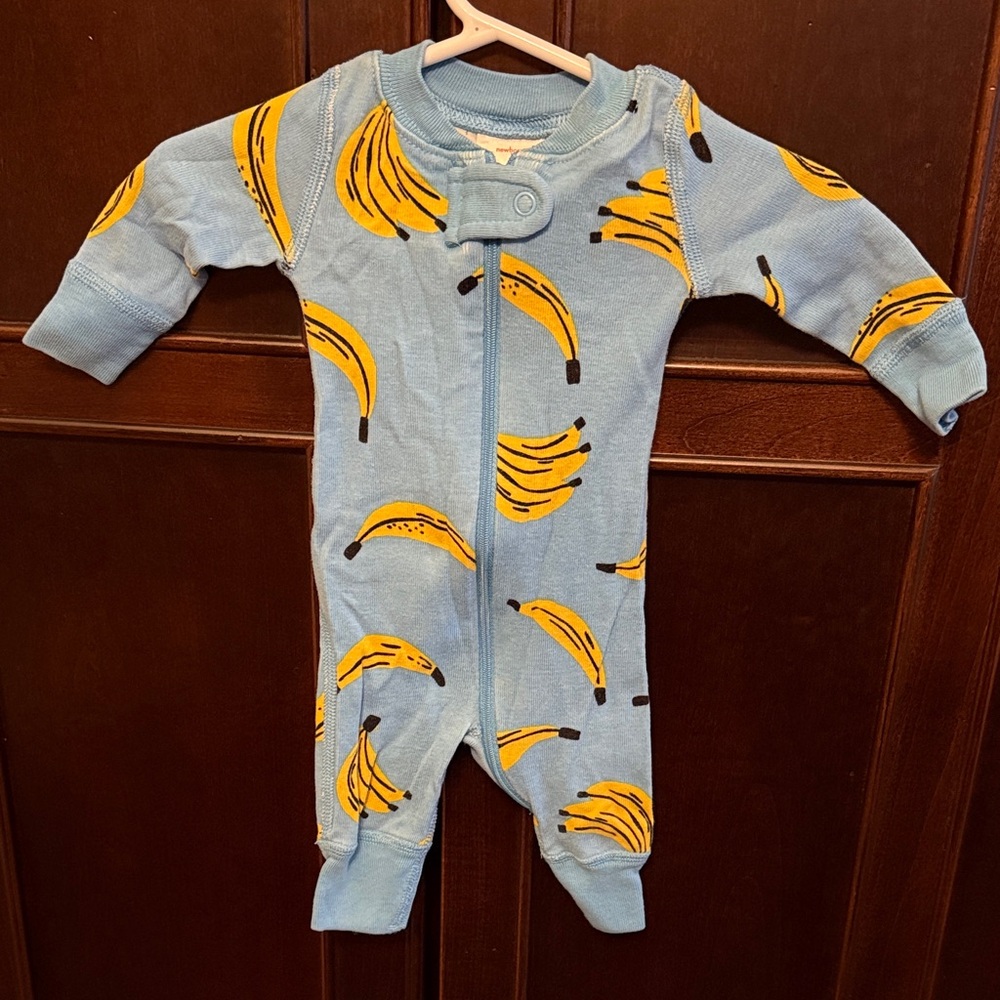 Hanna Andersson Blue Banana Print Kids Footie